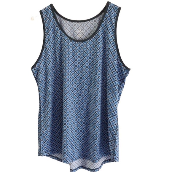 Land’s End Sleeveless Activewear Top Blue Print Size Large - Picture 1 of 8